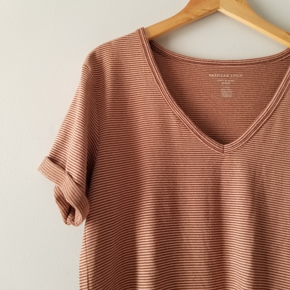 American Eagle Soft & Sexy Plush Striped Tee - Picture 3 of 7